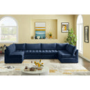  Manufacturer Color_Navy -- Jacob 140" Navy Velvet Upholstered 6 pc Modular Sectional IMAGE 2