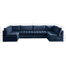  Manufacturer Color_Navy -- Jacob 140" Navy Velvet Upholstered 6 pc Modular Sectional IMAGE 5