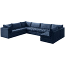  Manufacturer Color_Navy -- Jacob 140" Navy Velvet Upholstered 7 pc Modular Sectional IMAGE 2