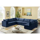  Manufacturer Color_Navy -- Jacob 140" Navy Velvet Upholstered 7 pc Modular Sectional IMAGE 4