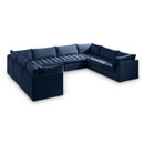  Manufacturer Color_Navy -- Jacob 140" Navy Velvet Upholstered 8 pc Modular Sectional IMAGE 1