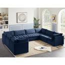  Manufacturer Color_Navy -- Jacob 140" Navy Velvet Upholstered 8 pc Modular Sectional IMAGE 2
