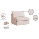 Meridian Jacob Pink Velvet Armless IMAGE 8