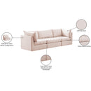 Manufacturer Color_Pink -- Jacob 103" Pink Velvet Upholstered 3 pc Modular Sofa IMAGE 11