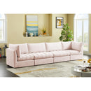  Manufacturer Color_Pink -- Jacob 140" Pink Velvet Upholstered 4 pc Modular Sofa IMAGE 2