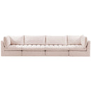  Manufacturer Color_Pink -- Jacob 140" Pink Velvet Upholstered 4 pc Modular Sofa IMAGE 4