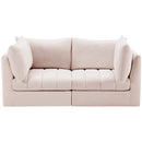  Manufacturer Color_Pink -- Jacob 66" Pink Velvet Upholstered 2 pc Modular Loveseat IMAGE 4