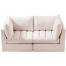  Manufacturer Color_Pink -- Jacob 66" Pink Velvet Upholstered 2 pc Modular Loveseat IMAGE 5