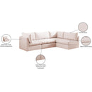  Manufacturer Color_Pink -- Jacob 103" Pink Velvet Upholstered 4 pc Modular Sectional IMAGE 15