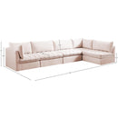  Manufacturer Color_Pink -- Jacob 140" Pink Velvet Upholstered 5 pc Modular Sectional IMAGE 14