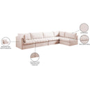  Manufacturer Color_Pink -- Jacob 140" Pink Velvet Upholstered 5 pc Modular Sectional IMAGE 15