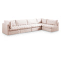  Manufacturer Color_Pink -- Jacob 140" Pink Velvet Upholstered 5 pc Modular Sectional IMAGE 1