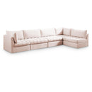  Manufacturer Color_Pink -- Jacob 140" Pink Velvet Upholstered 5 pc Modular Sectional IMAGE 1