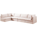  Manufacturer Color_Pink -- Jacob 140" Pink Velvet Upholstered 5 pc Modular Sectional IMAGE 2