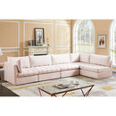  Manufacturer Color_Pink -- Jacob 140" Pink Velvet Upholstered 5 pc Modular Sectional IMAGE 3