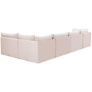  Manufacturer Color_Pink -- Jacob 140" Pink Velvet Upholstered 5 pc Modular Sectional IMAGE 5