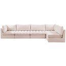 Manufacturer Color_Pink -- Jacob 140" Pink Velvet Upholstered 5 pc Modular Sectional IMAGE 6