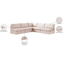  Manufacturer Color_Pink -- Jacob 107" Pink Velvet Upholstered 5 pc Modular Sectional IMAGE 11