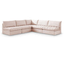  Manufacturer Color_Pink -- Jacob 107" Pink Velvet Upholstered 5 pc Modular Sectional IMAGE 1