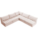  Manufacturer Color_Pink -- Jacob 107" Pink Velvet Upholstered 5 pc Modular Sectional IMAGE 5