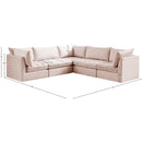  Manufacturer Color_Pink -- Jacob 103" Pink Velvet Upholstered 5 pc Modular Sectional IMAGE 12