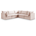  Manufacturer Color_Pink -- Jacob 103" Pink Velvet Upholstered 5 pc Modular Sectional IMAGE 1