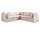  Manufacturer Color_Pink -- Jacob 103" Pink Velvet Upholstered 5 pc Modular Sectional IMAGE 1