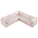  Manufacturer Color_Pink -- Jacob 103" Pink Velvet Upholstered 5 pc Modular Sectional IMAGE 4