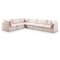  Manufacturer Color_Pink -- Jacob 140" Pink Velvet Upholstered 6 pc Modular Sectional IMAGE 1