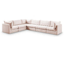  Manufacturer Color_Pink -- Jacob 140" Pink Velvet Upholstered 6 pc Modular Sectional IMAGE 1