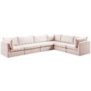  Manufacturer Color_Pink -- Jacob 140" Pink Velvet Upholstered 6 pc Modular Sectional IMAGE 2