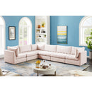  Manufacturer Color_Pink -- Jacob 140" Pink Velvet Upholstered 6 pc Modular Sectional IMAGE 3