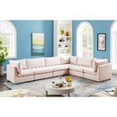  Manufacturer Color_Pink -- Jacob 140" Pink Velvet Upholstered 6 pc Modular Sectional IMAGE 4