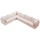  Manufacturer Color_Pink -- Jacob 140" Pink Velvet Upholstered 6 pc Modular Sectional IMAGE 6