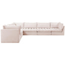  Manufacturer Color_Pink -- Jacob 140" Pink Velvet Upholstered 6 pc Modular Sectional IMAGE 7