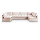  Manufacturer Color_Pink -- Jacob 140" Pink Velvet Upholstered 6 pc Modular Sectional IMAGE 1