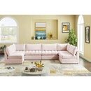  Manufacturer Color_Pink -- Jacob 140" Pink Velvet Upholstered 6 pc Modular Sectional IMAGE 2