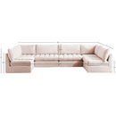  Manufacturer Color_Pink -- Jacob 140" Pink Velvet Upholstered 6 pc Modular Sectional IMAGE 5