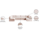  Manufacturer Color_Pink -- Jacob 140" Pink Velvet Upholstered 6 pc Modular Sectional IMAGE 6