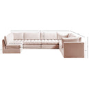  Manufacturer Color_Pink -- Jacob 140" Pink Velvet Upholstered 7 pc Modular Sectional IMAGE 10