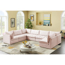  Manufacturer Color_Pink -- Jacob 140" Pink Velvet Upholstered 7 pc Modular Sectional IMAGE 4