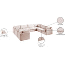  Manufacturer Color_Pink -- Jacob 140" Pink Velvet Upholstered 8 pc Modular Sectional IMAGE 13
