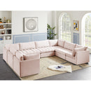  Manufacturer Color_Pink -- Jacob 140" Pink Velvet Upholstered 8 pc Modular Sectional IMAGE 2