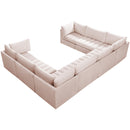  Manufacturer Color_Pink -- Jacob 140" Pink Velvet Upholstered 8 pc Modular Sectional IMAGE 3