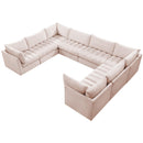  Manufacturer Color_Pink -- Jacob 140" Pink Velvet Upholstered 8 pc Modular Sectional IMAGE 4