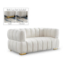  Manufacturer Color_Cream -- Gwen 68" Cream Velvet Upholstered Loveseat IMAGE 1