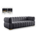  Manufacturer Color_Grey -- Gwen 91" Grey Velvet Upholstered Sofa IMAGE 1