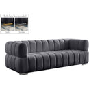  Manufacturer Color_Grey -- Gwen 91" Grey Velvet Upholstered Sofa IMAGE 2