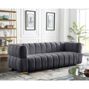  Manufacturer Color_Grey -- Gwen 91" Grey Velvet Upholstered Sofa IMAGE 3