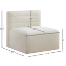  Manufacturer Color_Cream -- Quincy Cream Velvet Upholstered Comfort Modular Armless Chair IMAGE 14